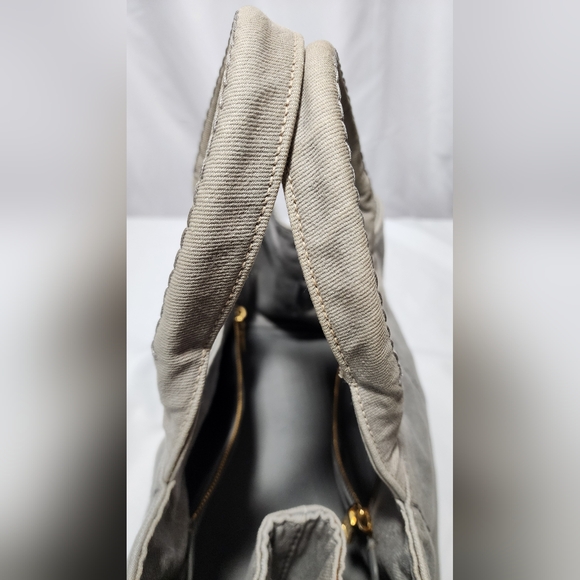 Prada Canapa denim hand tote medium size. Handles has slight discoloration. - Picture 15 of 16